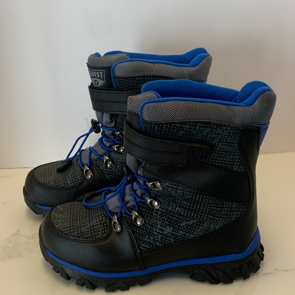 Quest 3M Thinsulate Kids Winter Snow Boots Water Resistant Blue Black Size 5 - Picture 4 of 13